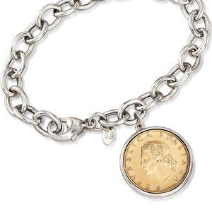 ROSS SIMONS Geniune 20 Lira Coin Bracelet BNWT